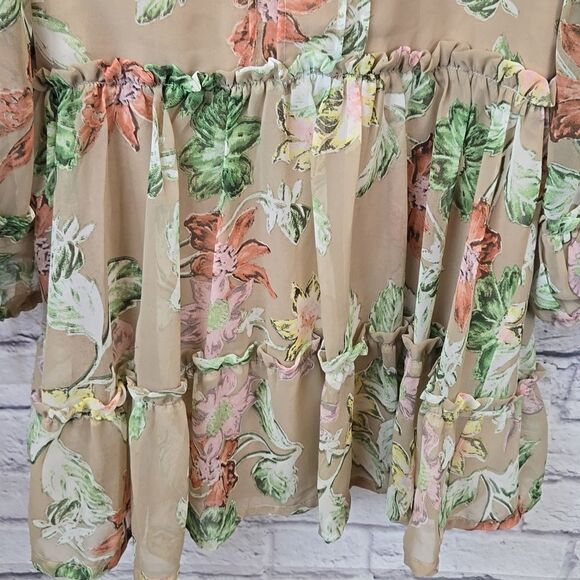 Princess Polly Eden Bloom Blush Floral Mini Dress | Puff Sleeve Ruffled Babydoll - Picture 11 of 13